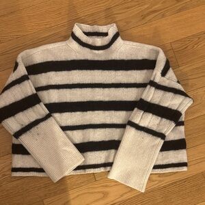 Madewell Black and White Striped Turtleneck Sweater